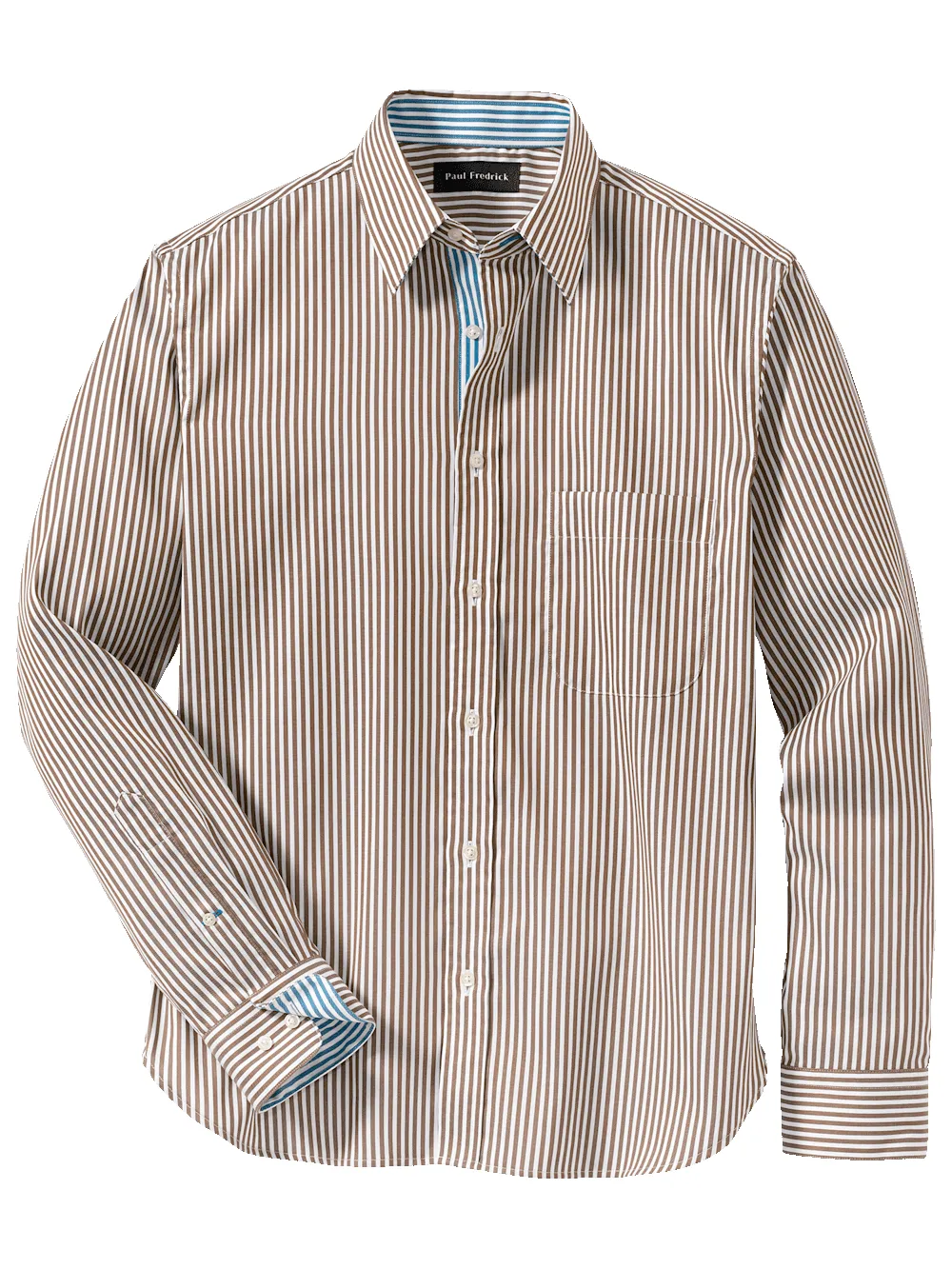 Cotton Stripe Casual Shirt - Brown/teal sold by Paul Fredrick