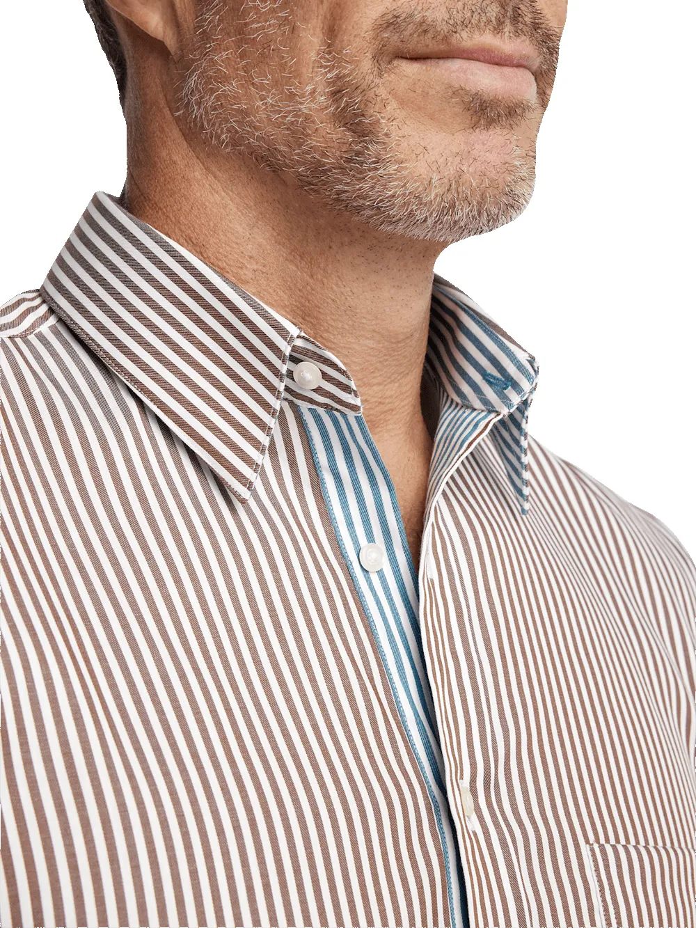 Cotton Stripe Casual Shirt - Brown/teal sold by Paul Fredrick product image thumbnail 4