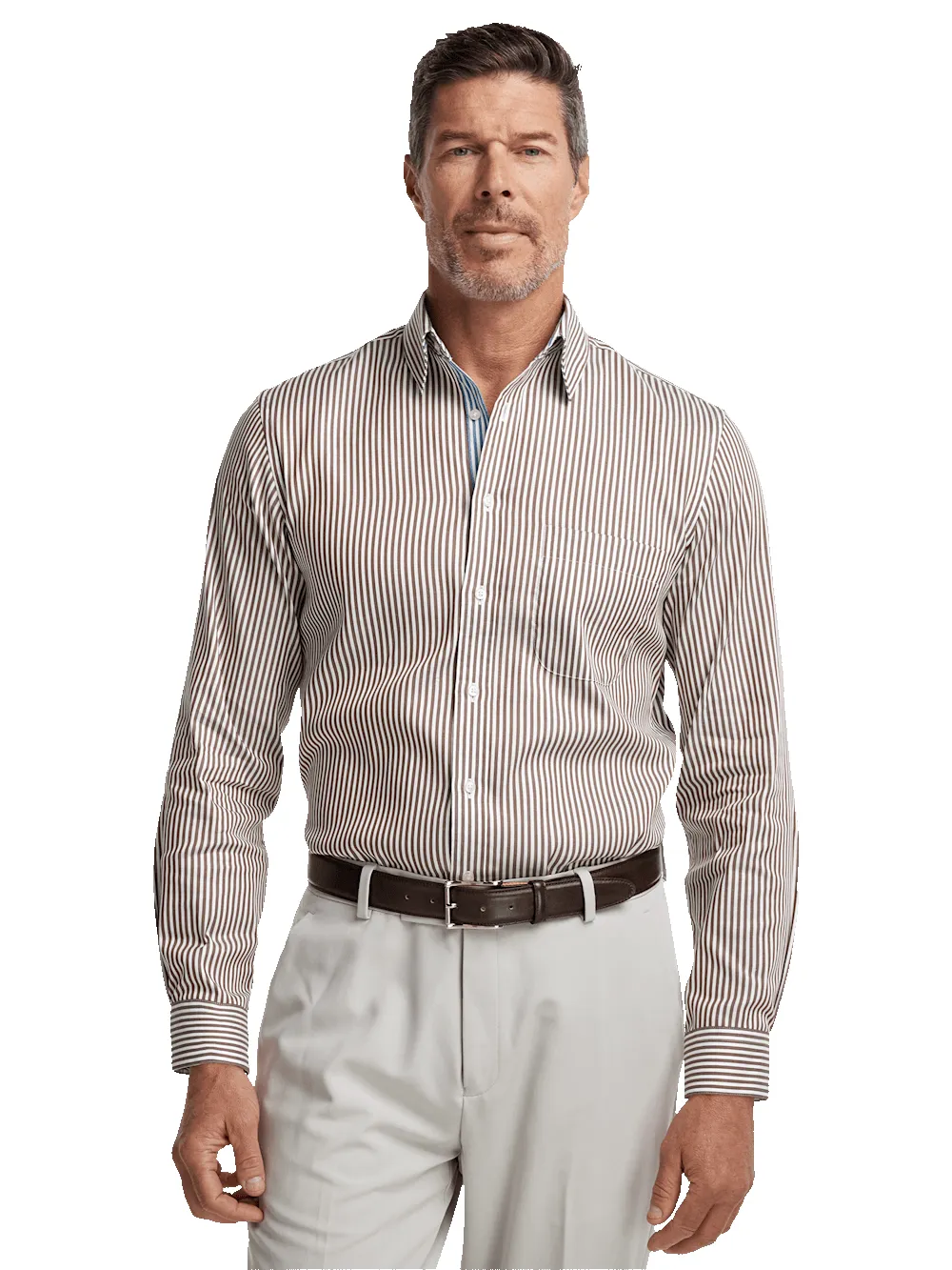 Cotton Stripe Casual Shirt - Brown/teal sold by Paul Fredrick product image thumbnail 3