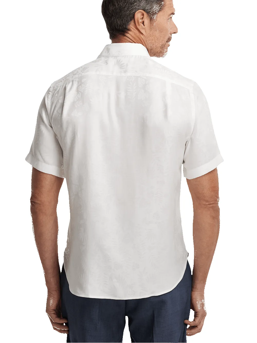 Lyocell Solid Jacquard Casual Shirt - White sold by Paul Fredrick product image thumbnail 5