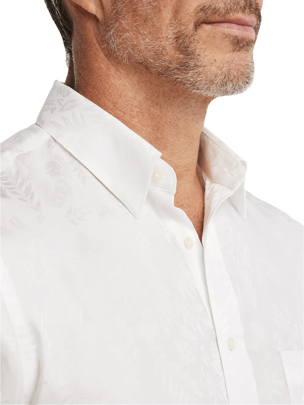 Lyocell Solid Jacquard Casual Shirt - White sold by Paul Fredrick product image thumbnail 3