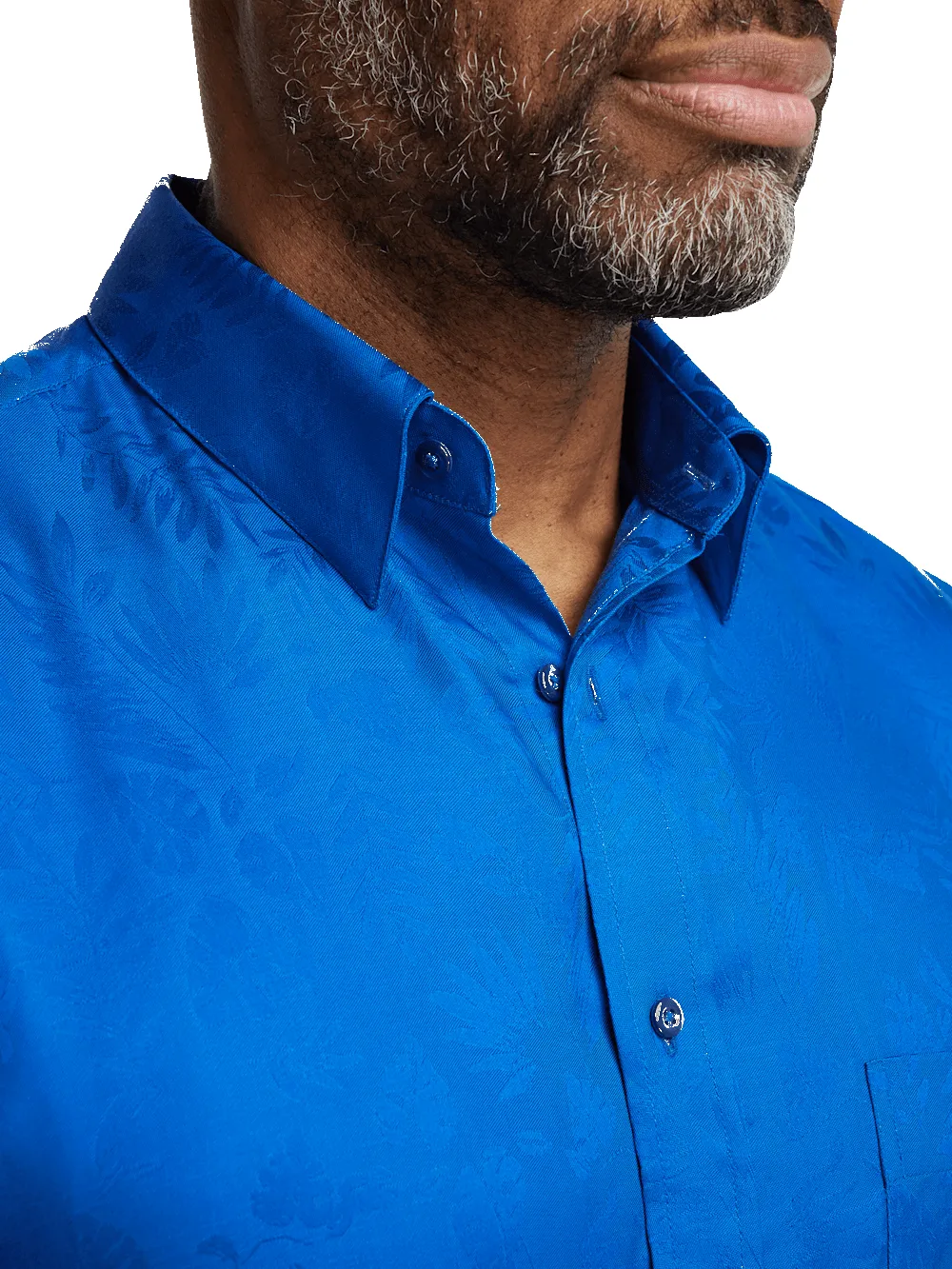 Lyocell Solid Jacquard Casual Shirt - Blue sold by Paul Fredrick product image thumbnail 3