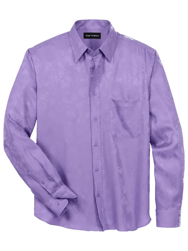 Lyocell Solid Jacquard Casual Shirt - Lavender sold by Paul Fredrick