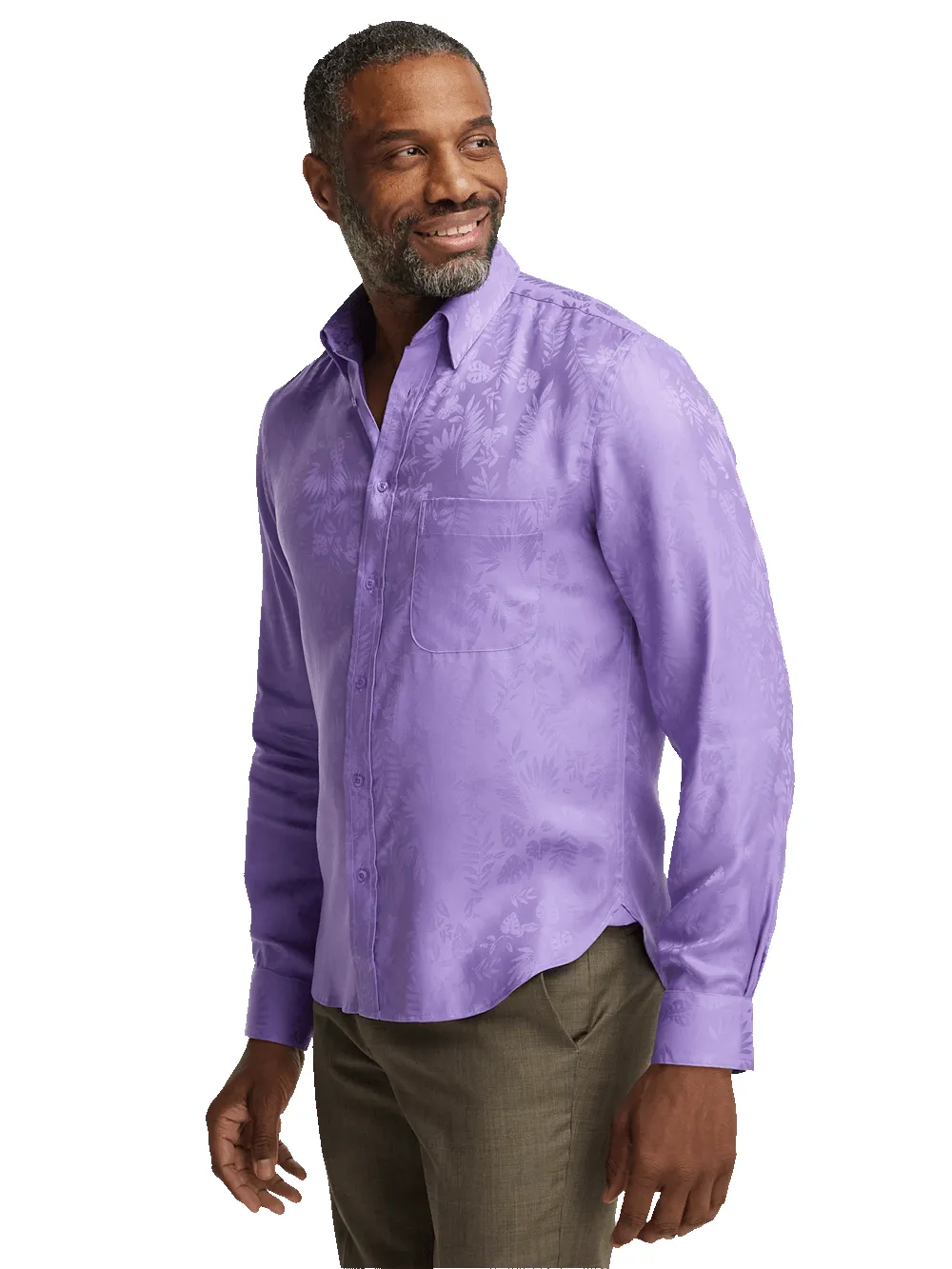Lyocell Solid Jacquard Casual Shirt - Lavender sold by Paul Fredrick product image thumbnail 2