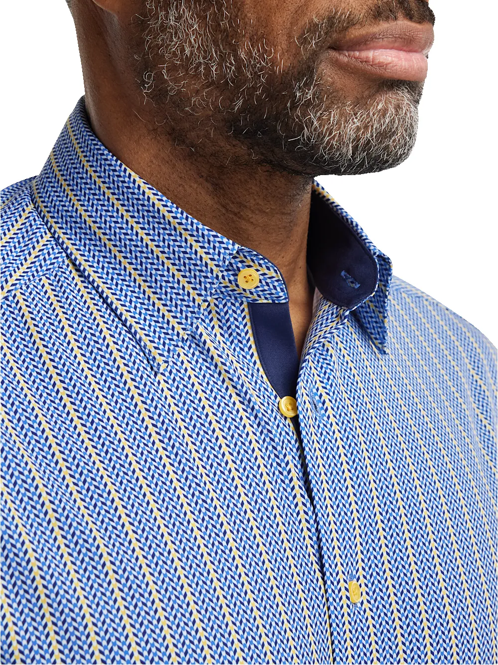 Performance Stretch Stripe Casual Shirt - Blue/yellow sold by Paul Fredrick product image thumbnail 3