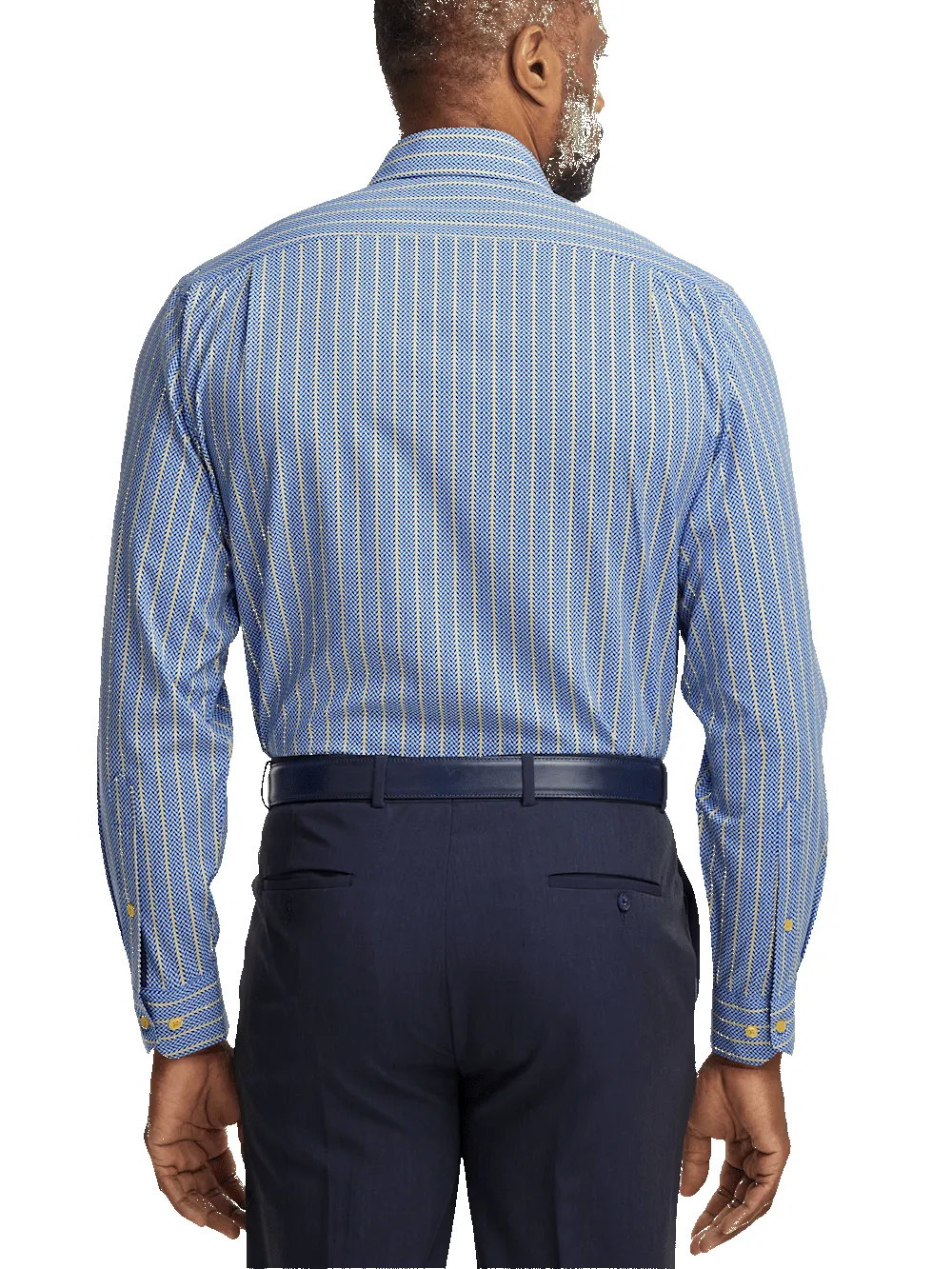 Performance Stretch Stripe Casual Shirt - Blue/yellow sold by Paul Fredrick product image thumbnail 5