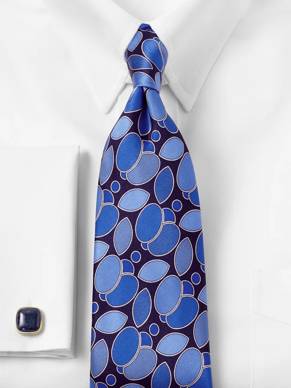 Medallion Woven Silk Tie - Blue sold by Paul Fredrick product image thumbnail 2
