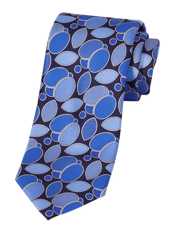 Medallion Woven Silk Tie - Blue sold by Paul Fredrick