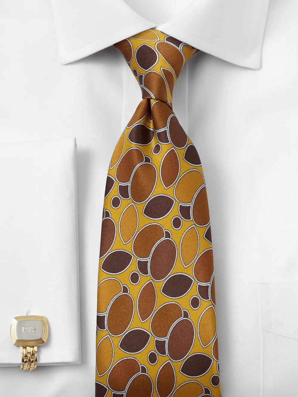 Medallion Woven Silk Tie - Gold sold by Paul Fredrick product image thumbnail 2