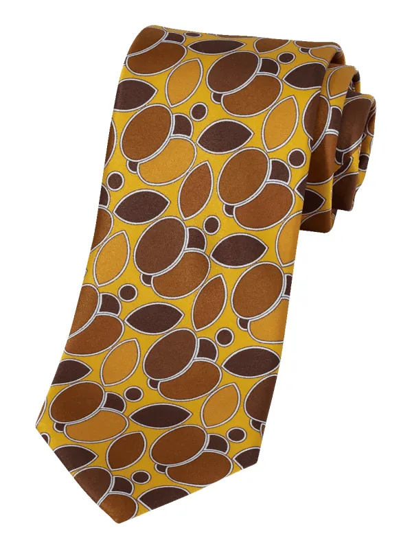 Medallion Woven Silk Tie - Gold made by Paul Fredrick