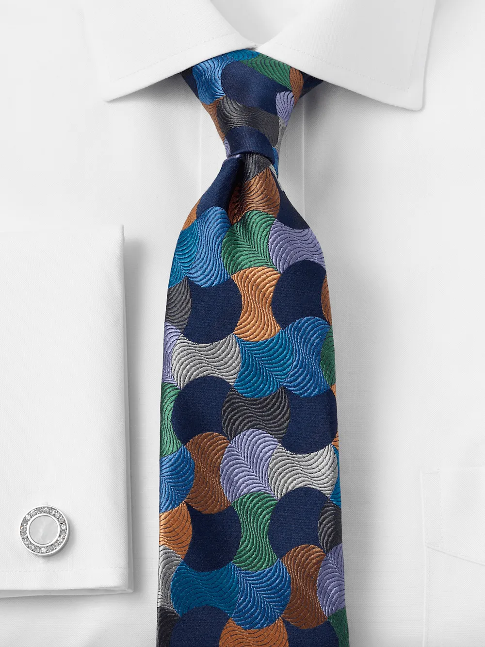 Geometric Woven Silk Tie - Multi sold by Paul Fredrick product image thumbnail 2