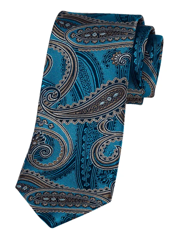 Paisley Woven Silk Tie - Teal sold by Paul Fredrick