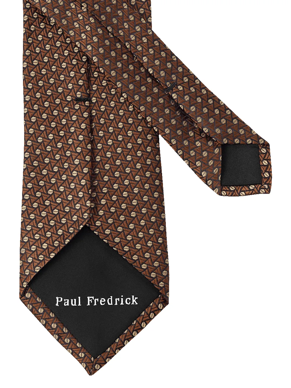 Geometric Woven Silk Tie - Brown sold by Paul Fredrick product image thumbnail 3