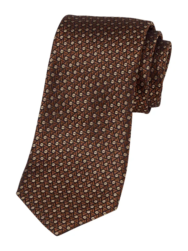 Geometric Woven Silk Tie - Brown sold by Paul Fredrick