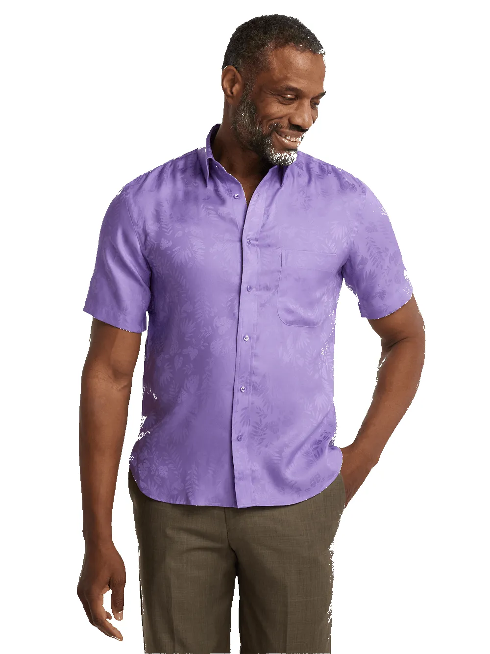 Lyocell Solid Jacquard Casual Shirt - Lavender sold by Paul Fredrick product image thumbnail 2