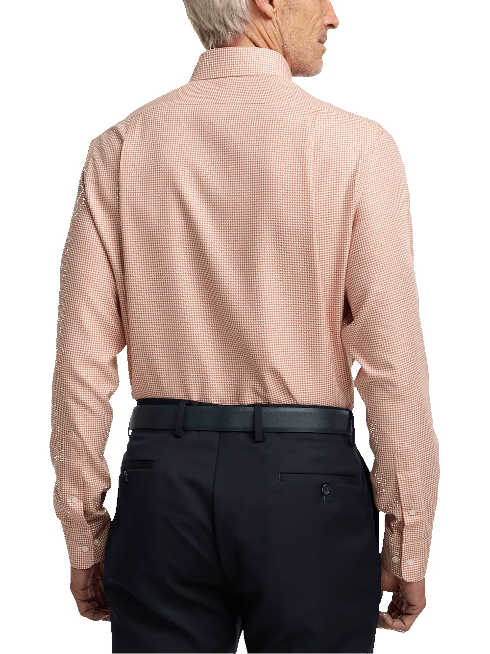 Non-Iron Cotton Houndstooth Dress Shirt With Contrast Trim - Light Rust sold by Paul Fredrick product image thumbnail 5