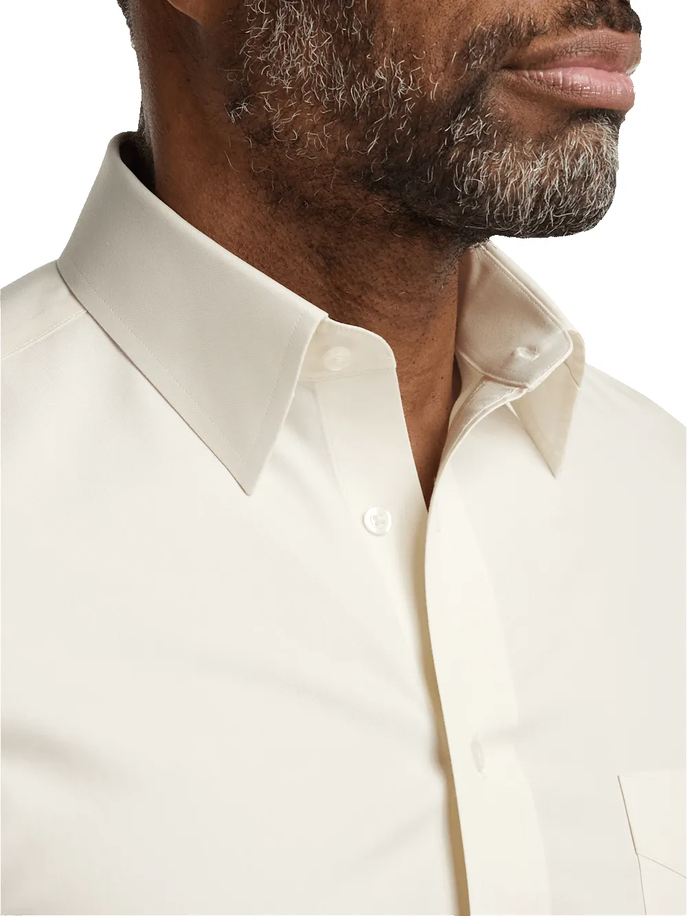 Non-Iron Cotton Pinpoint Solid Point Collar Dress Shirt - Ecru sold by Paul Fredrick product image thumbnail 3