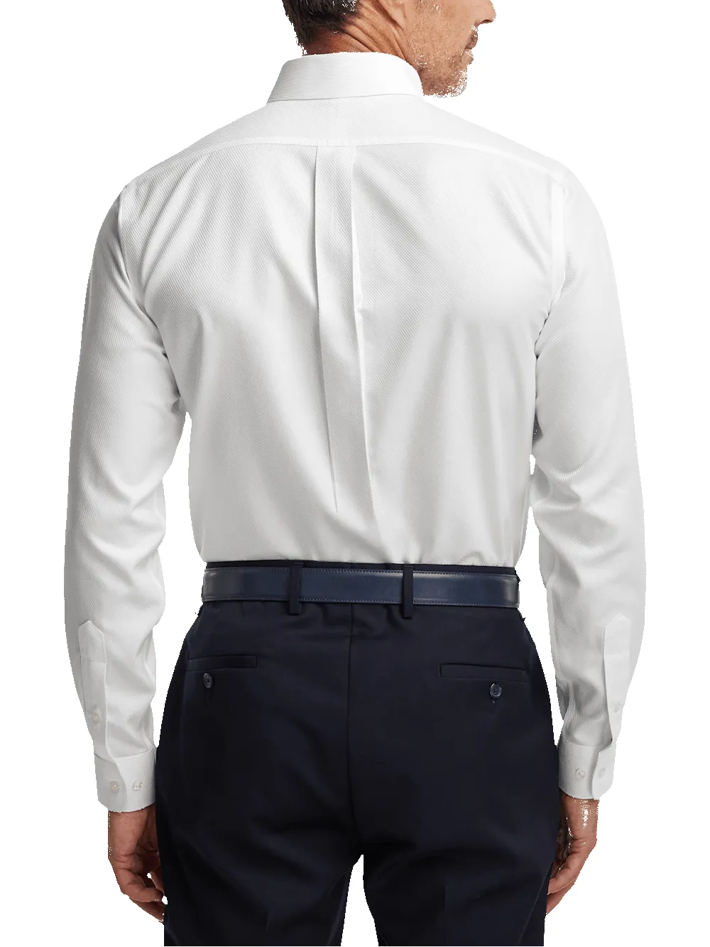 Non-Iron Cotton Twill Button Down Collar Dress Shirt - White sold by Paul Fredrick product image thumbnail 5