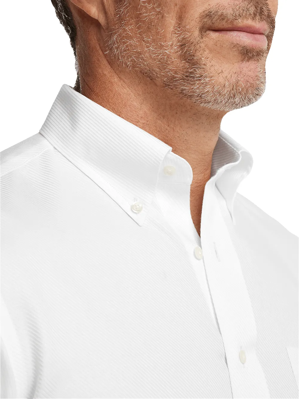 Non-Iron Cotton Twill Button Down Collar Dress Shirt - White sold by Paul Fredrick product image thumbnail 3
