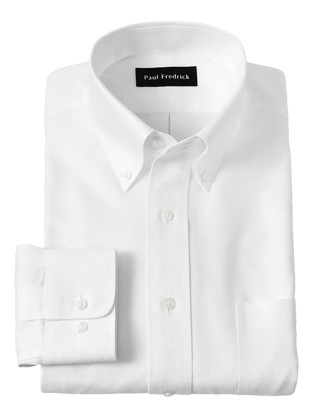 Non-Iron Cotton Twill Button Down Collar Dress Shirt - White sold by Paul Fredrick