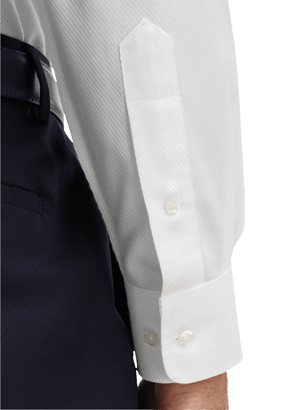 Non-Iron Cotton Twill Button Down Collar Dress Shirt - White sold by Paul Fredrick product image thumbnail 4