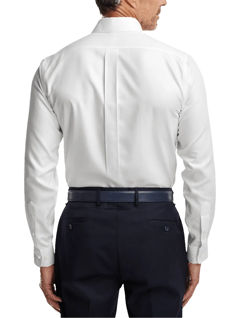 Non-Iron Cotton Herringbone Button Down Collar Dress Shirt - White sold by Paul Fredrick product image thumbnail 5