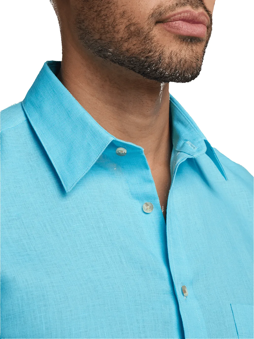 Linen Solid Casual Shirt - Aqua sold by Paul Fredrick product image thumbnail 3