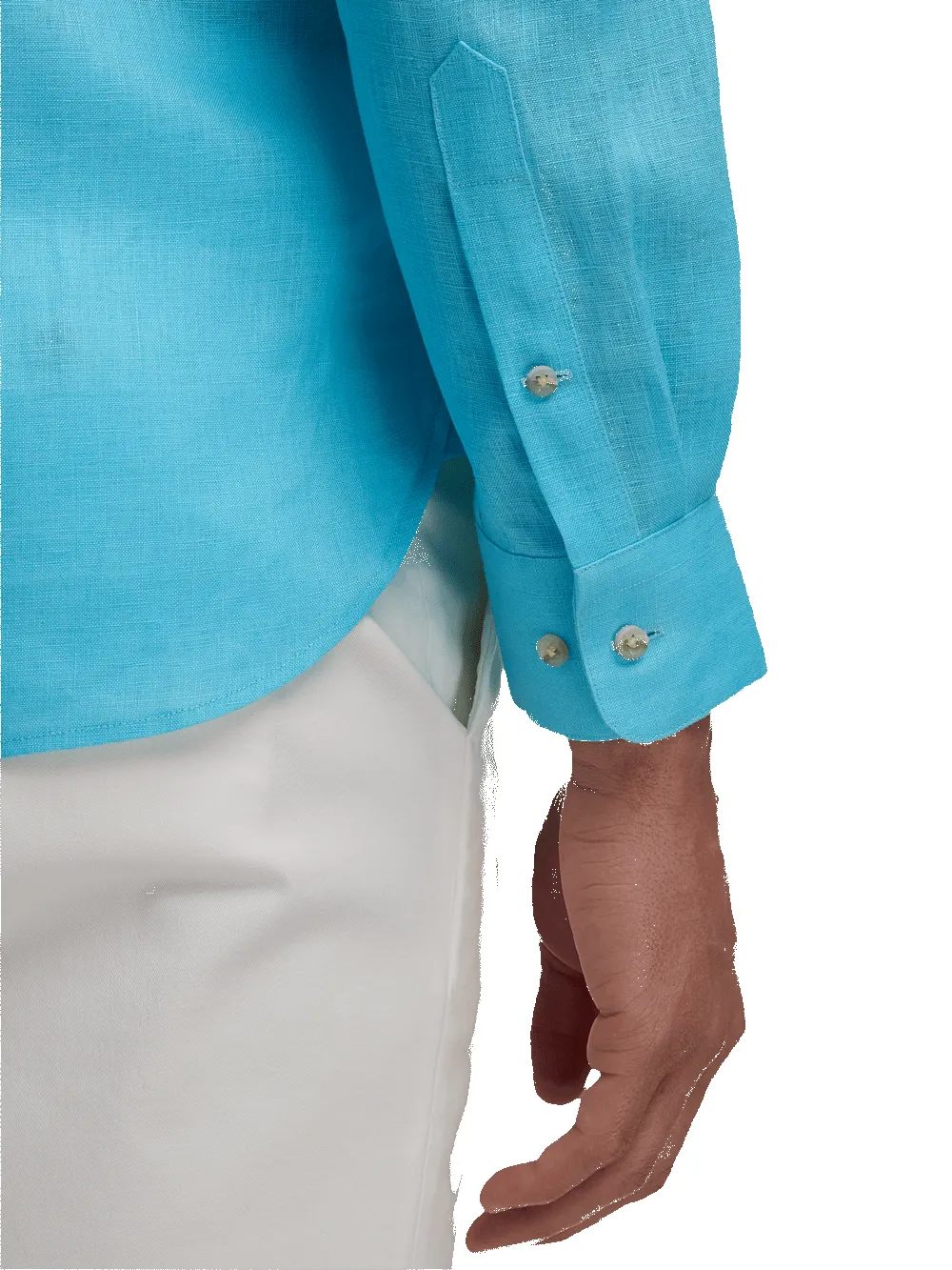 Linen Solid Casual Shirt - Aqua sold by Paul Fredrick product image thumbnail 4