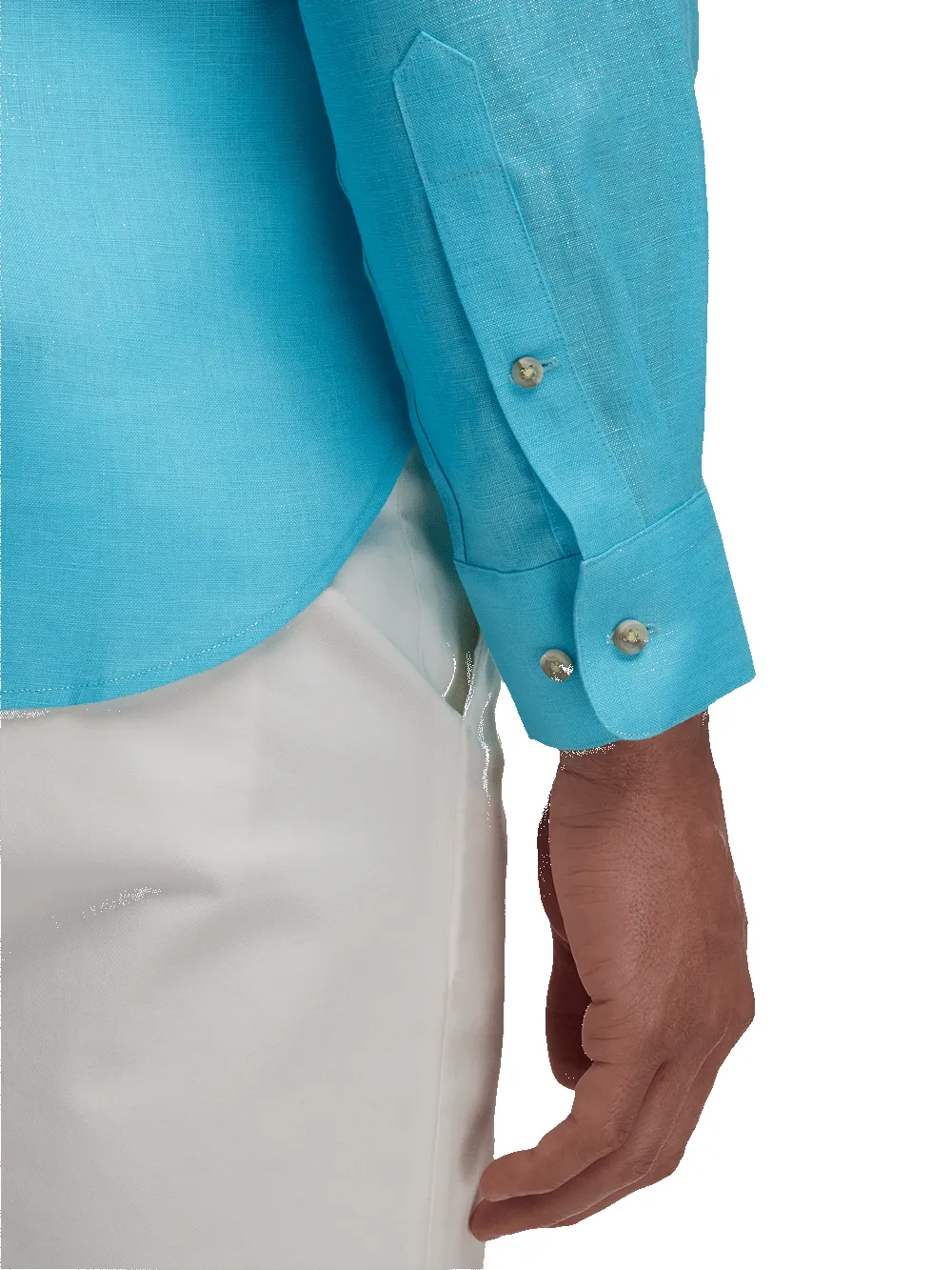 Linen Solid Casual Shirt - Aqua sold by Paul Fredrick product image thumbnail 4
