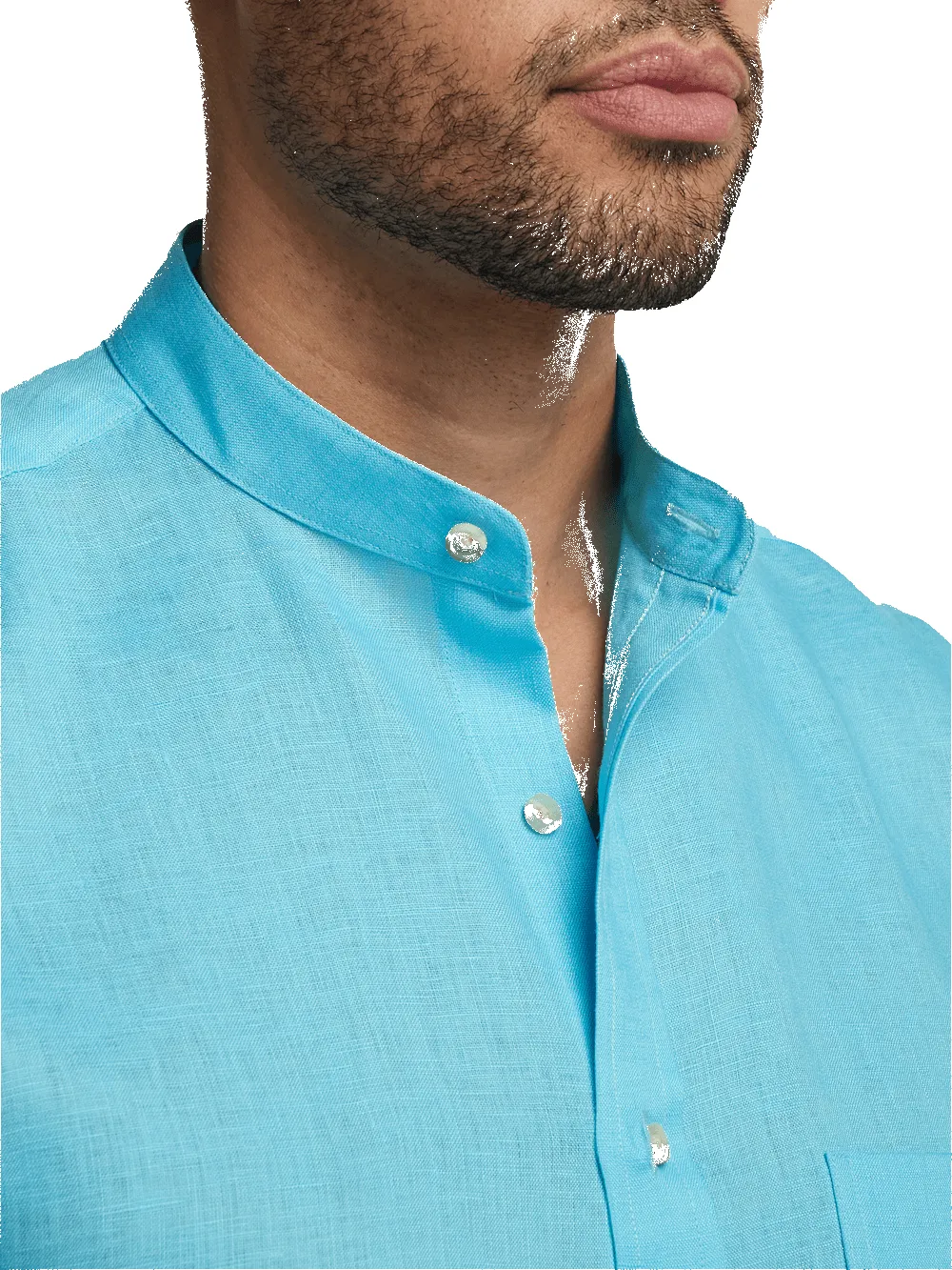 Linen Solid Casual Shirt - Aqua sold by Paul Fredrick product image thumbnail 3