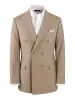 Wool Stretch Bengaline Peak Lapel Suit Jacket - Light Tan sold by Paul Fredrick