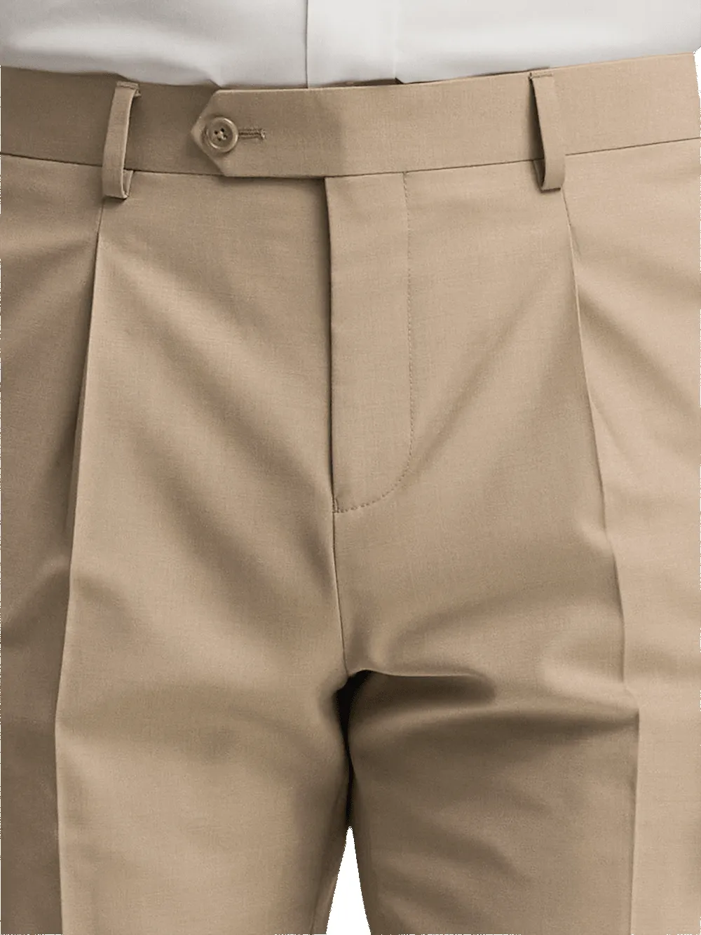 Wool Stretch Bengaline Pleated Suit Pants - Light Tan sold by Paul Fredrick product image thumbnail 3