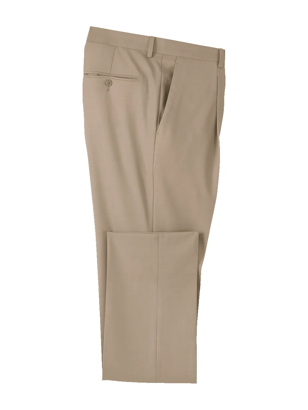 Wool Stretch Bengaline Pleated Suit Pants - Light Tan sold by Paul Fredrick