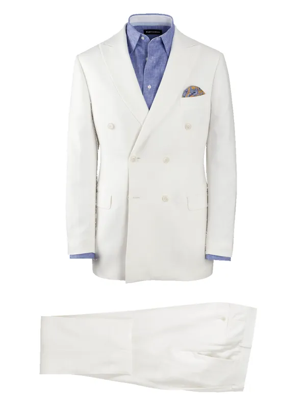 Linen Blend Peak Lapel Suit - White sold by Paul Fredrick