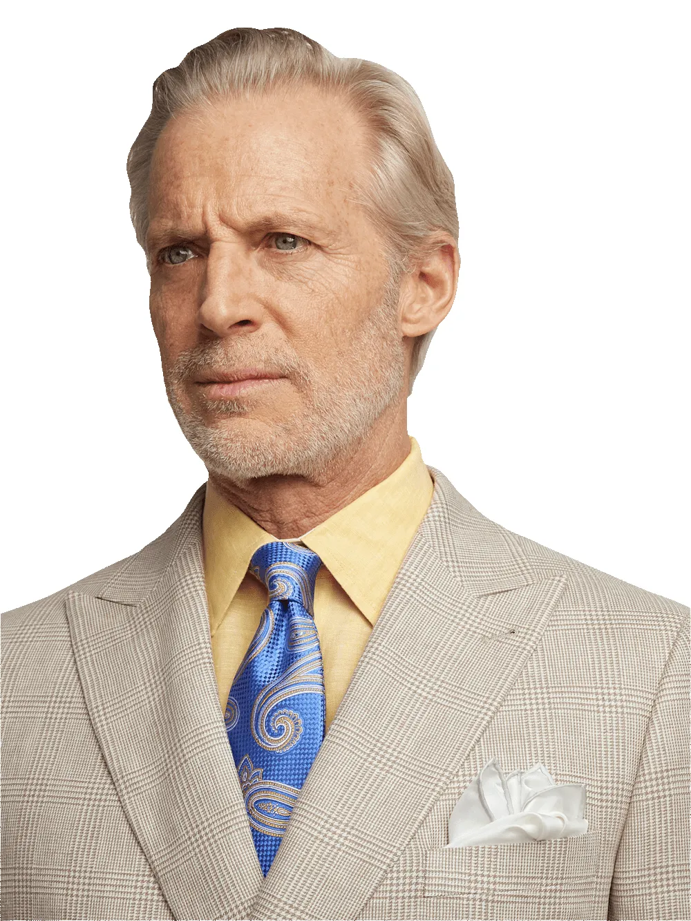 Linen Blend Plaid Peak Lapel Suit - Tan sold by Paul Fredrick product image thumbnail 3