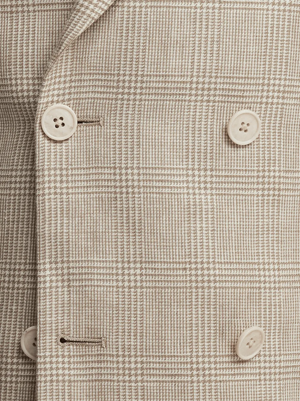 Linen Blend Plaid Peak Lapel Suit - Tan sold by Paul Fredrick product image thumbnail 5