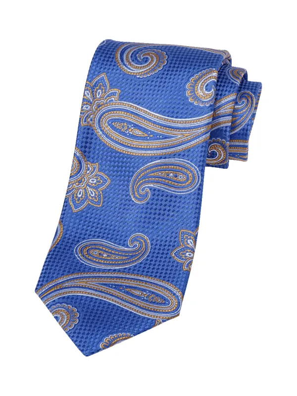 Paisley Woven Silk Tie - Blue/yellow sold by Paul Fredrick