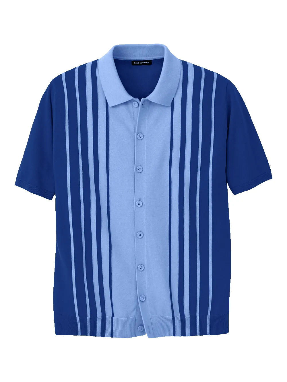 Cotton Button Front Polo - Blue sold by Paul Fredrick