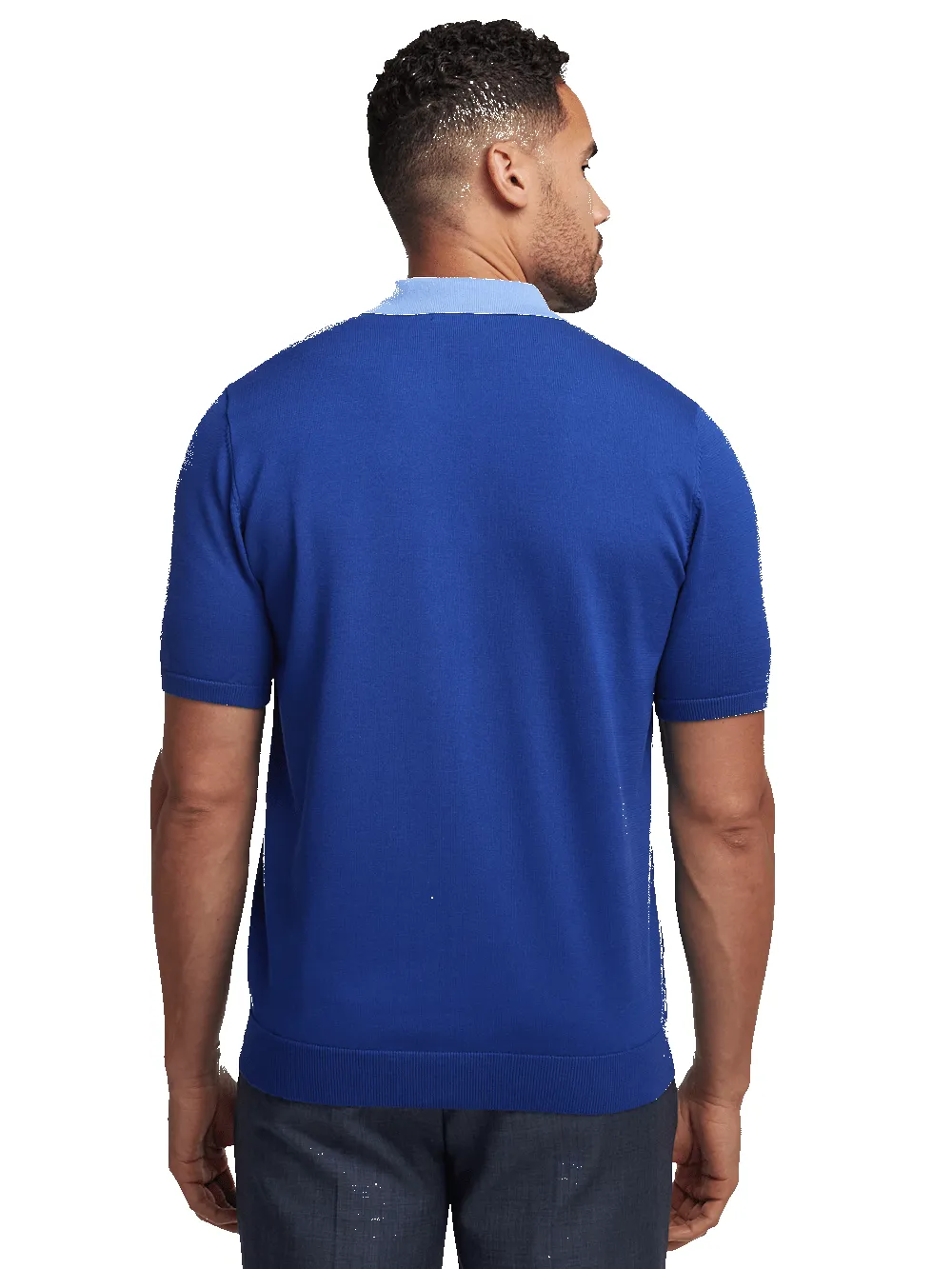 Cotton Button Front Polo - Blue sold by Paul Fredrick product image thumbnail 5