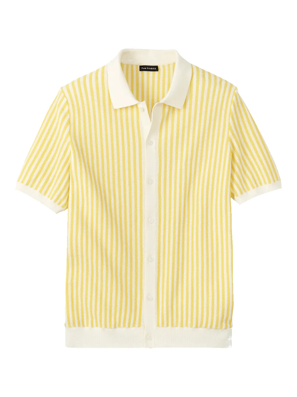 Cotton Button Front Polo - Yellow sold by Paul Fredrick