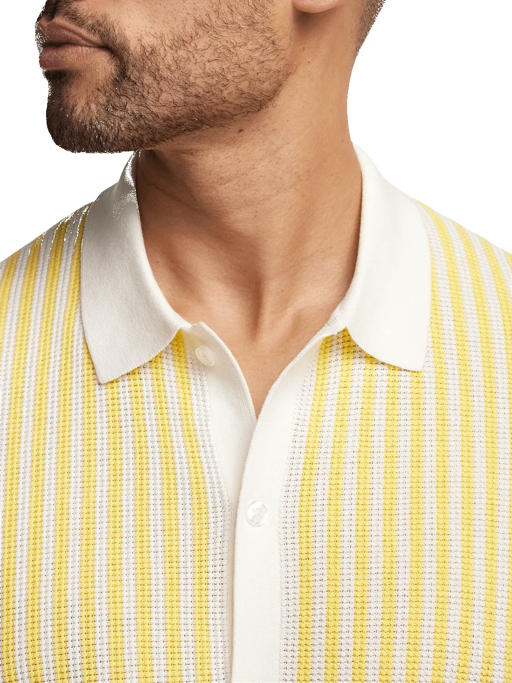 Cotton Button Front Polo - Yellow sold by Paul Fredrick product image thumbnail 3