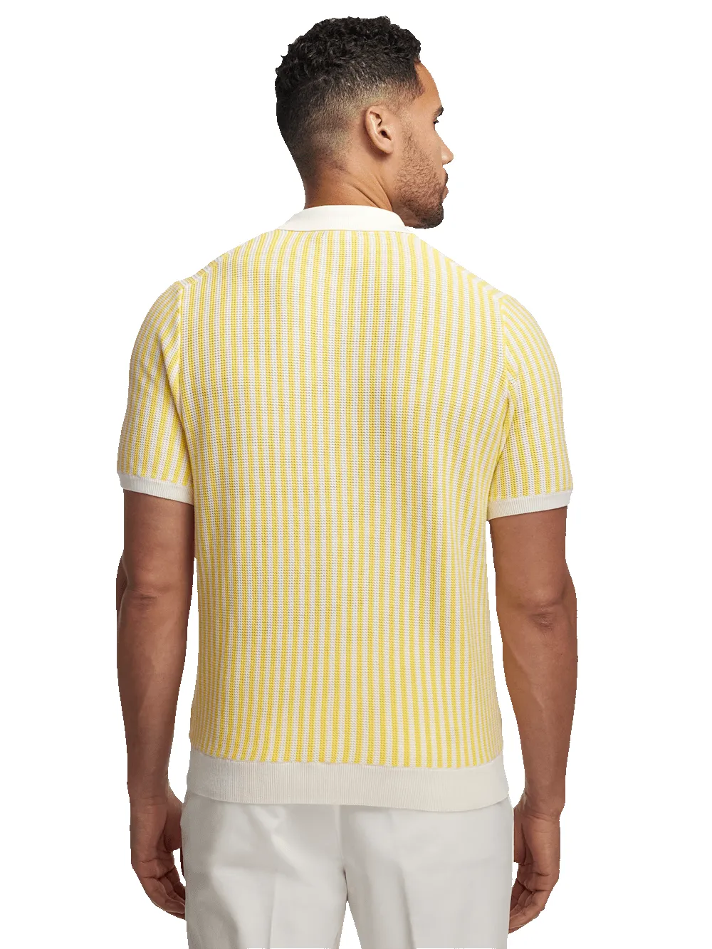 Cotton Button Front Polo - Yellow sold by Paul Fredrick product image thumbnail 5