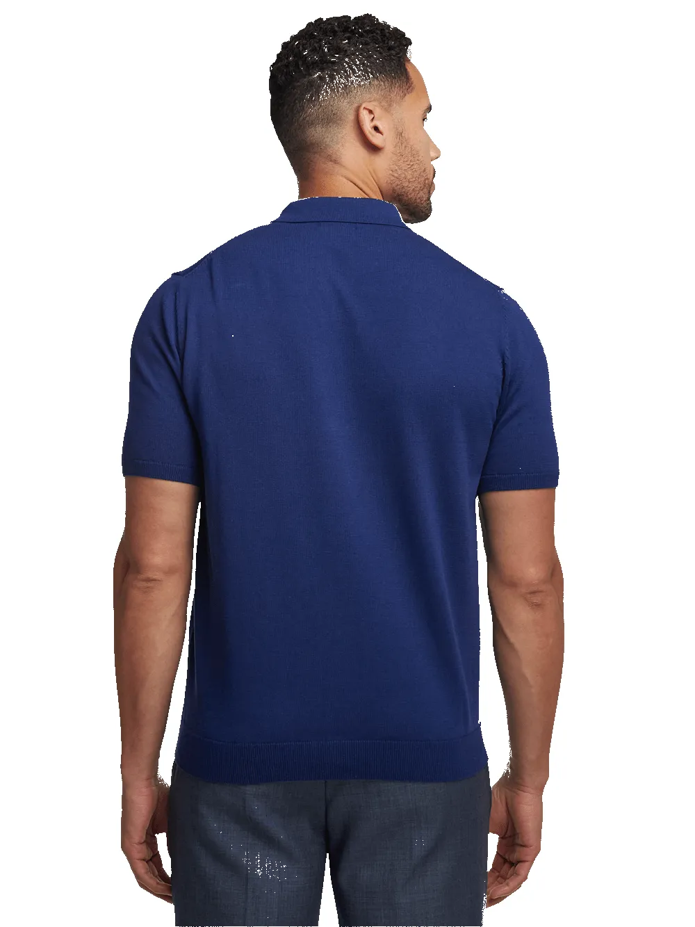 Cotton Button Front Polo - Navy sold by Paul Fredrick product image thumbnail 5