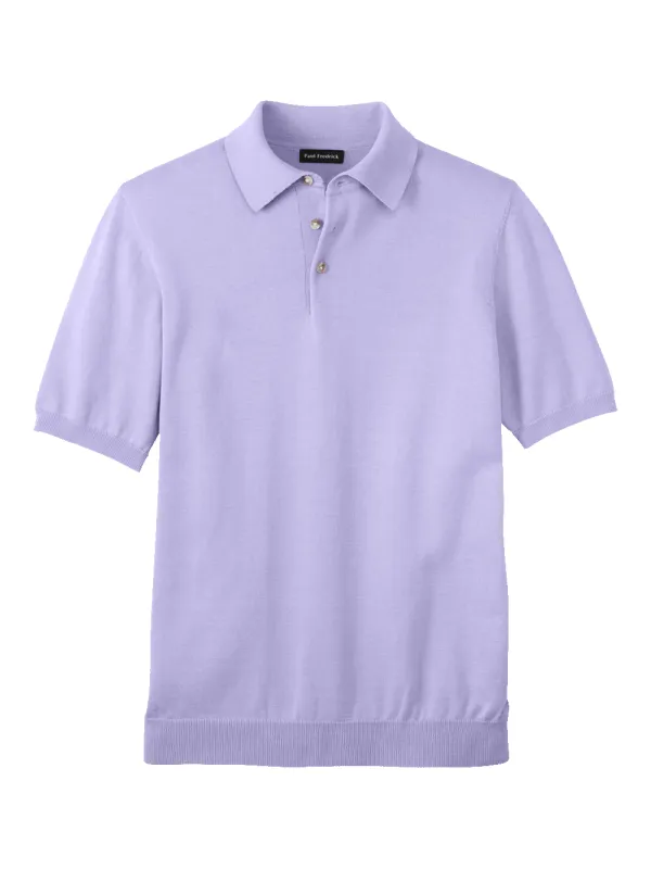 Supima Cotton Three Button Polo - Lavender sold by Paul Fredrick