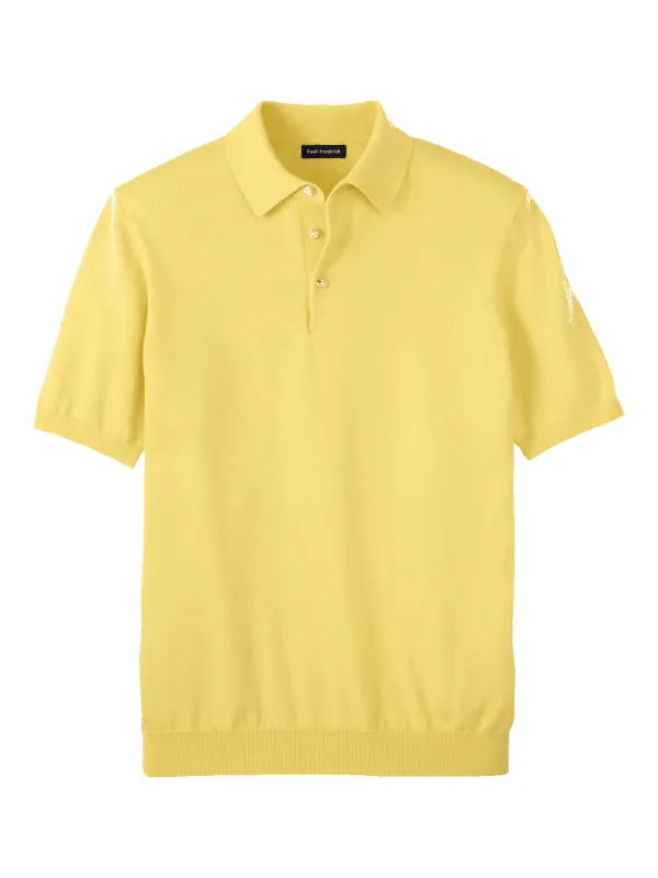 Supima Cotton Three Button Polo - Light Yellow sold by Paul Fredrick