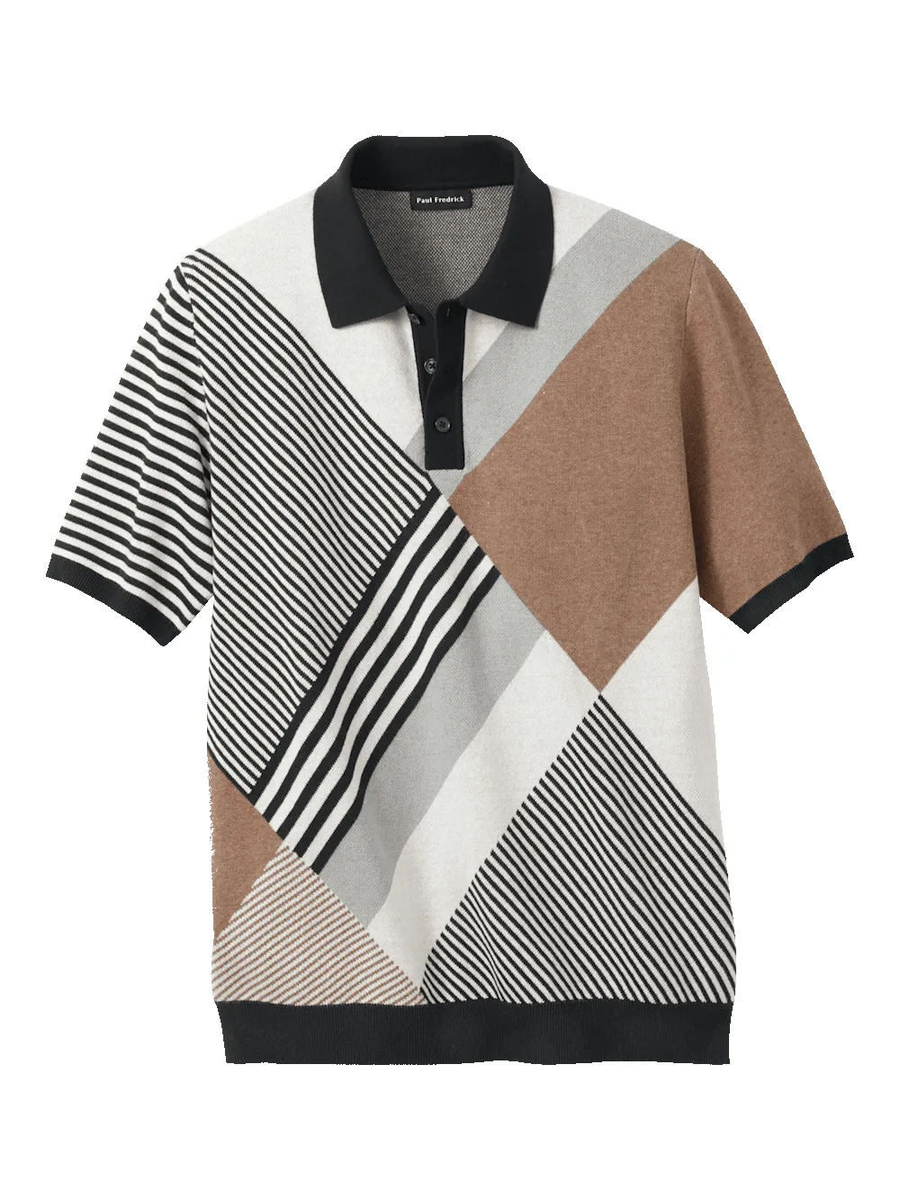 Cotton Three Button Polo - Multi sold by Paul Fredrick