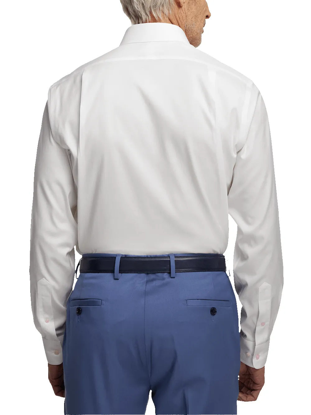 Comfort Stretch Non-Iron Solid Dress Shirt With Contrast Trim - White/pink sold by Paul Fredrick product image thumbnail 5