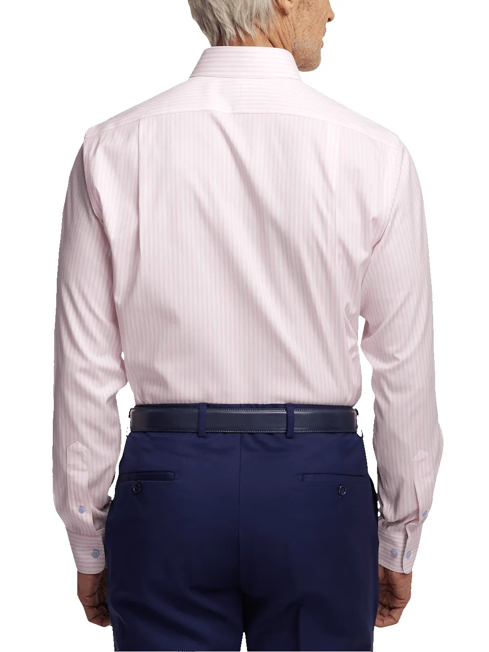 Comfort Stretch Non-Iron Stripe Dress Shirt With Contrast Trim - Pink sold by Paul Fredrick product image thumbnail 5