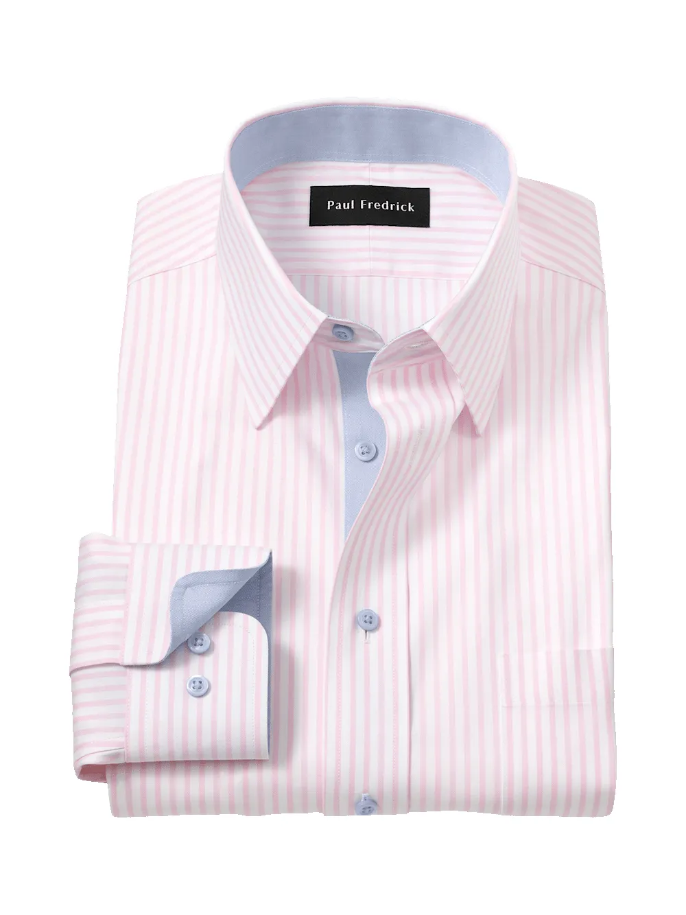 Comfort Stretch Non-Iron Stripe Dress Shirt With Contrast Trim - Pink sold by Paul Fredrick