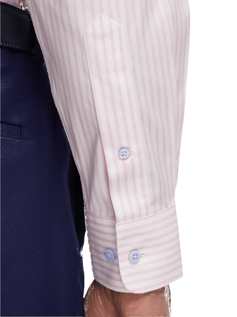 Comfort Stretch Non-Iron Stripe Dress Shirt With Contrast Trim - Pink sold by Paul Fredrick product image thumbnail 4